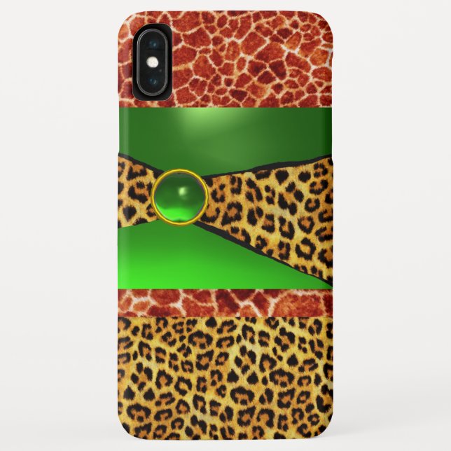 CAPA PARA iPhone, Case-Mate  GIRAFFE LEOPARD SKIN GREEN EMERALD GEM IMPRESSO (Verso)