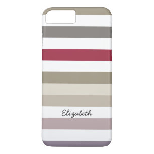Capa Para iPhone Da Case-Mate Girly Beige Red Big Horizontal Stripes Com Nome