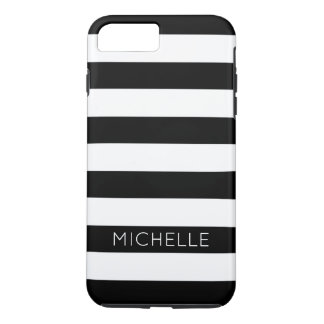 Capa Para iPhone Da Case-Mate Girly Black White Stripes Nome Personalizado Monog