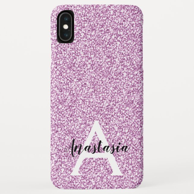 Capa Para iPhone, Case-Mate Girly Glam Purple Glitter Sparkles Nome do Monogra (Verso)