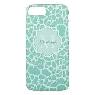 Capa Para iPhone Da Case-Mate Girly Neo Mint Green Giraffe Impressão Monograma