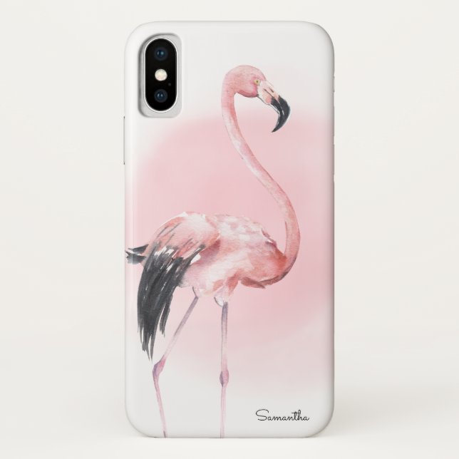 Capa Para iPhone, Case-Mate Girly Tropical Flamingo, com nome (Verso)