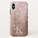 Capa Para iPhone Da Case-Mate Glam Bling Rosa Dourado Diamond Confetti Monograma<br><div class="desc">Elegante, Glam, rosa de diamante de ouro, capas de iphone de confete de Girly Shiny. Apresenta um fundo de metal esfregado em rosa dourado falso, pontilhado com ouro rosa rosa e confete de diamantes brancos. Personalize com seu nome e monograma inicial. Por favor, note: esta design é um efeito fotográfico...</div>