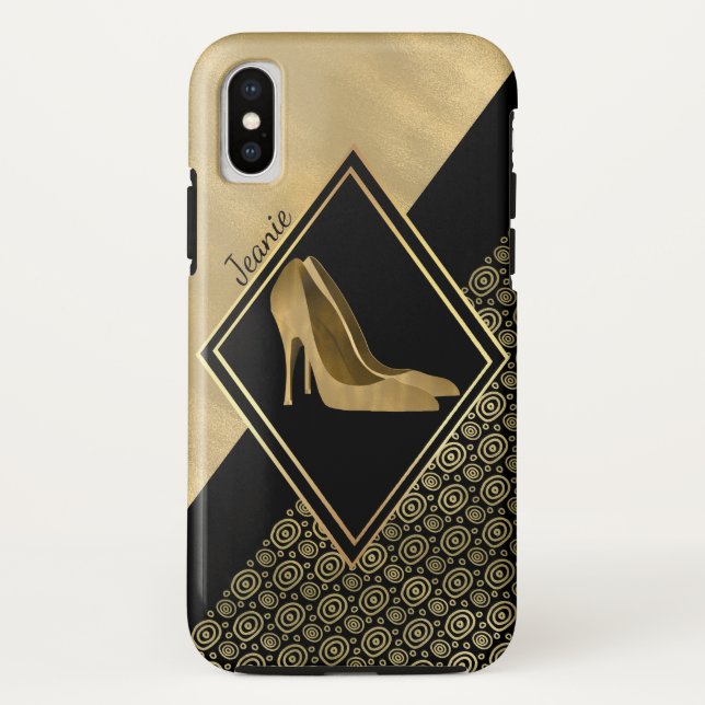 Capa Para iPhone, Case-Mate Glam Dourado Stilletto Heels iPhone X Case (Verso)