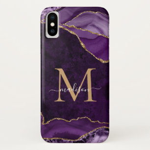 Capa Para iPhone Da Case-Mate Glam Purple Dourado Glitter Agate Gemstone Monogra
