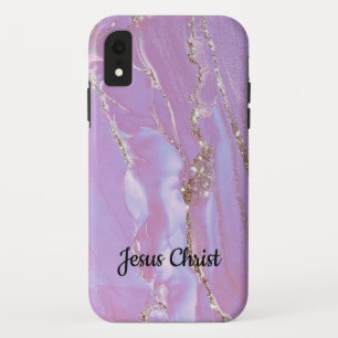 Capa Para iPhone Da Case-Mate Glitter arco-íris goteja monograma cor-de-rosa Mai