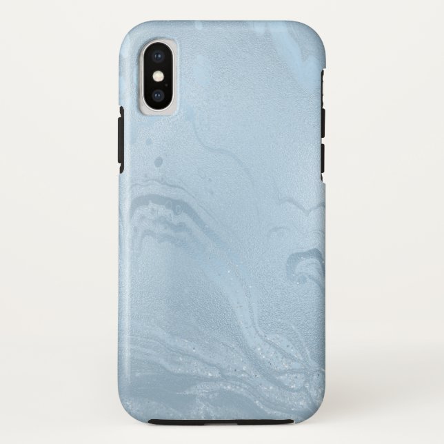 Capa Para iPhone, Case-Mate Glitter azul-de-mármore elegante na moda (Verso)