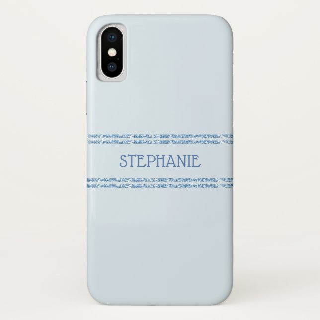 Capa Para iPhone, Case-Mate Glitter Azul empoeirado - Stripes Personalizadas (Verso)