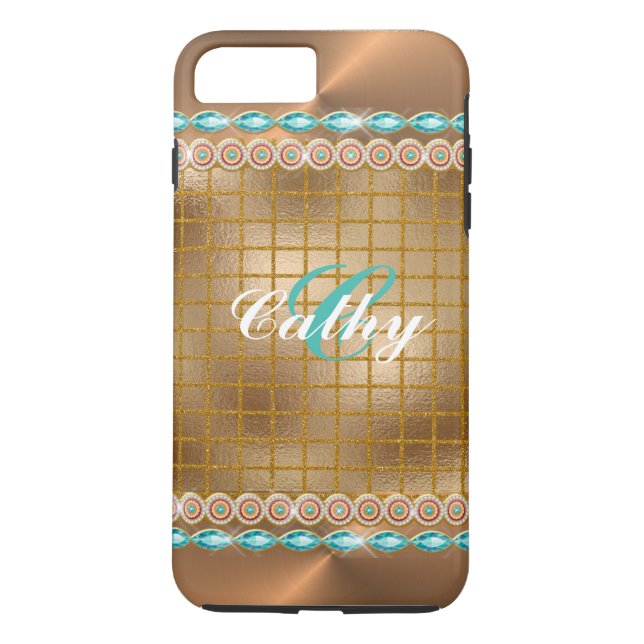 Capa Para iPhone, Case-Mate Glitter Chevron Dourado com rochas (Verso)