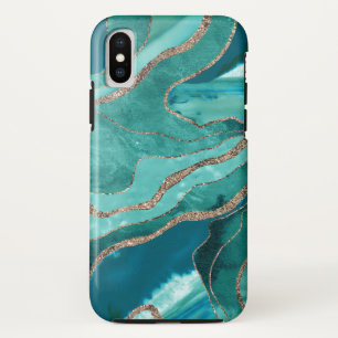 Capa Para iPhone Da Case-Mate Glitter Dourado Agato de Télio Téreo Turquesa Gl