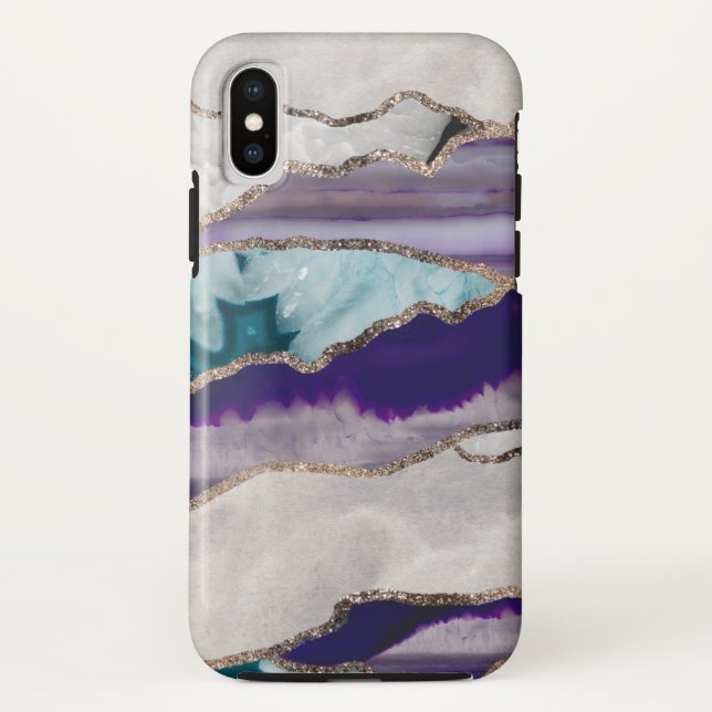 Capa Para iPhone, Case-Mate Glitter Dourado de Agato de Tinta #2 (Glitter Faux (Verso)