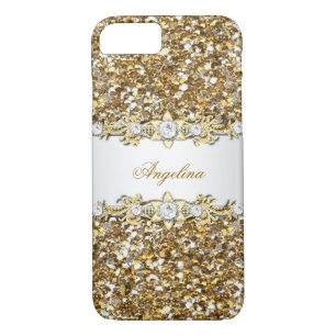 Capa Para iPhone Da Case-Mate Glitter Dourado Diamante Branco de Prata