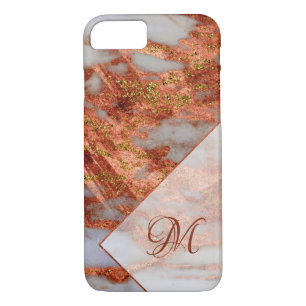 Capa iPhone 8/7 Glitter Dourado Elegante de Mármore de Cobre Geomé