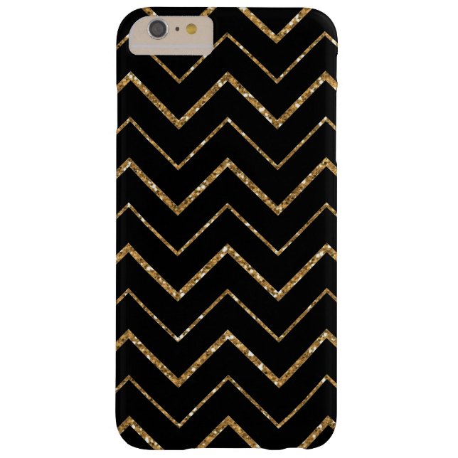 Capa Para iPhone, Case-Mate Glitter Faux Dourado Chevron Preto (Verso)