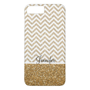 Capa iPhone 8 Plus/7 Plus Glitter Glitter Chevron Dourado Glam Faux