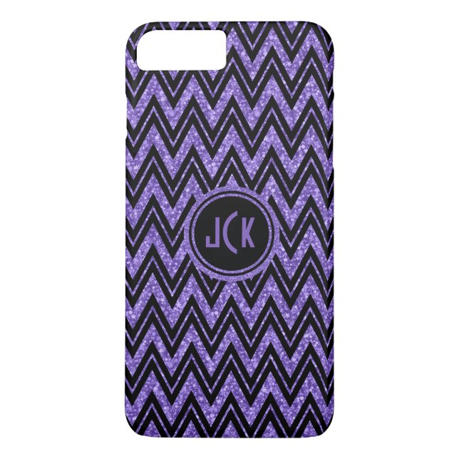 Capa Para iPhone, Case-Mate Glitter Roxo Monograma e Zigzag Chevron 2 (Verso)