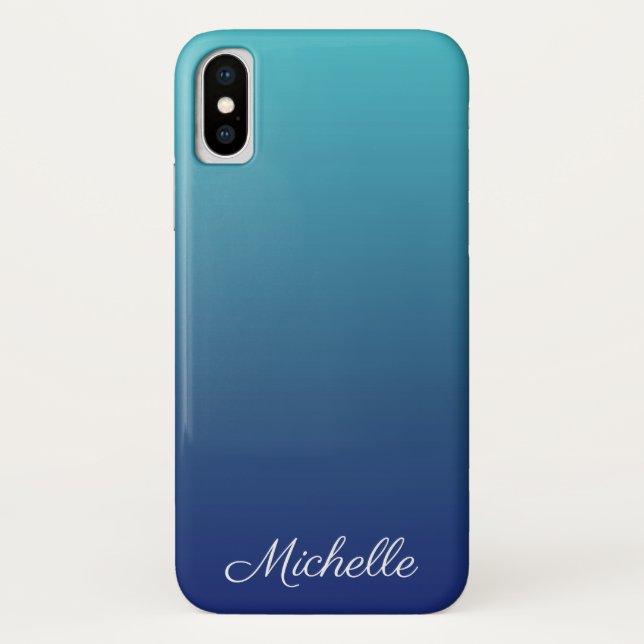 Capa Para iPhone, Case-Mate Gradiente azul-ombre personalizado (Verso)