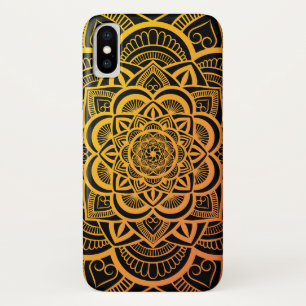 Capa Para iPhone Da Case-Mate Gradiente Laranja Dourado Mandala Geométrico