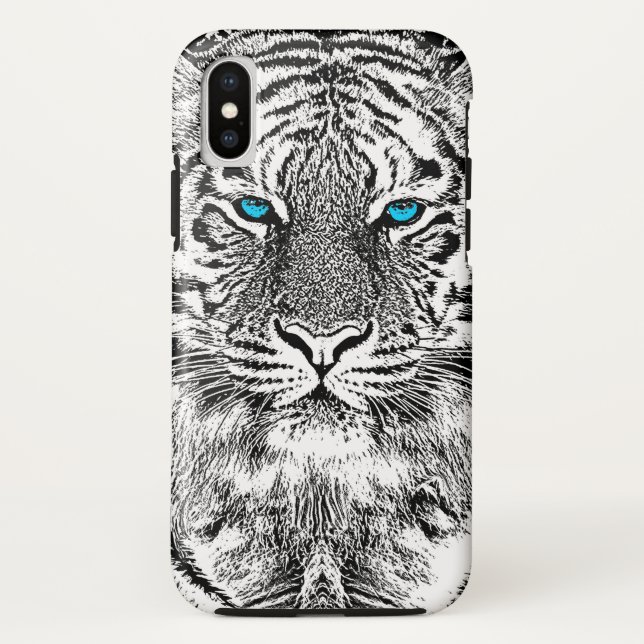 Capa Para iPhone, Case-Mate Gráfico de Tigre Azul Preto E Branco (Verso)