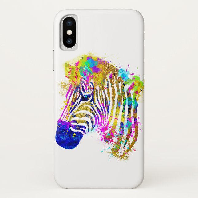Capa Para iPhone, Case-Mate Gráfico de Zebra com respingo de tinta aquarela ar (Verso)