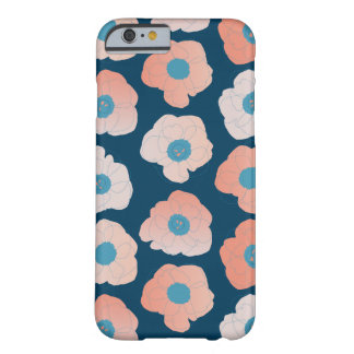 Capa Barely There Para iPhone 6 grande pêssego do pop do pop da papoila no marinho
