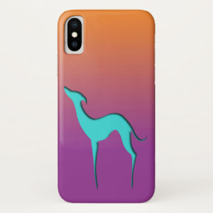Capa Para iPhone X Greyhound Whippet dog Azul laranja púrpura Ombro