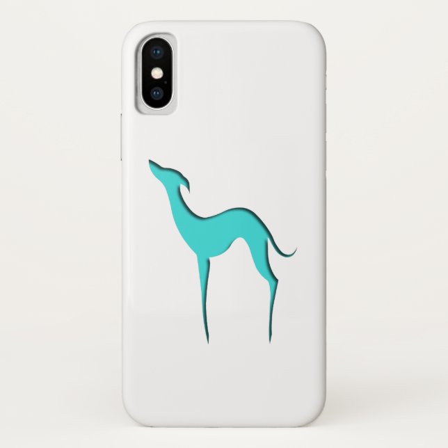 Capa Para iPhone, Case-Mate Greyhound Whippet elegante turquesa silhueta (Verso)