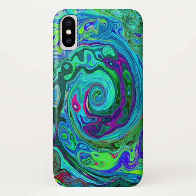 Capa Para iPhone, Case-Mate Groovy Abstrato com espiral verde e azul (Verso)
