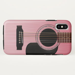 Capa Para iPhone X Guitarra acústica do rosa do rosa