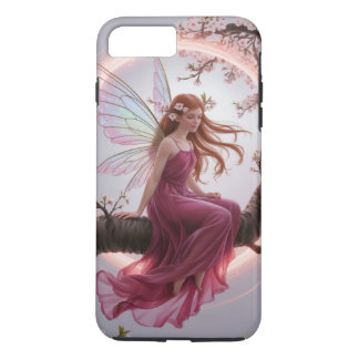 Capa iPhone 8 Plus/7 Plus Hada mágica entre flores de cerezo – Ilustración d