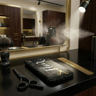 Capa Para iPhone Da Case-Mate Hair Salon Hairstylist Tesoura Dourada Preta Moder