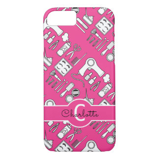 Capa iPhone 8/7 Hair Stylist Beautician Girly Pink Monogramed