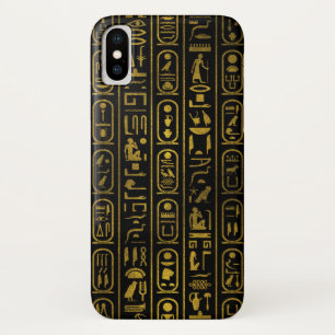 Capa Para iPhone Da Case-Mate Hieroglyphs Dourados antigos egípcios no preto