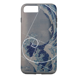 Capa iPhone 8 Plus/7 Plus Hokusai encontra Fibonacci, relação dourada