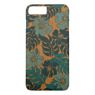 Capa iPhone 8 Plus/7 Plus Huakini Bay Havaiano Hibiscus Vintage Faux Wood