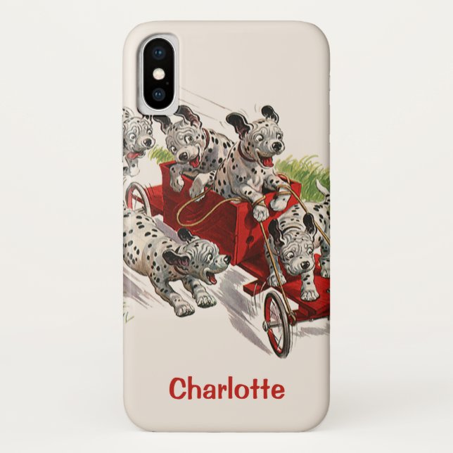 Capa Para iPhone, Case-Mate Humor Antigo Cachorrinho Dalmatas Caminhão de Bomb (Verso)