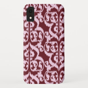 Capa Para iPhone XR Ikat Moorish Damask - burgundy e rosa