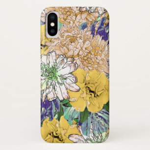 Capa Para iPhone Da Case-Mate Ilustração Cinzenta Floral Amarela e Verde Trend