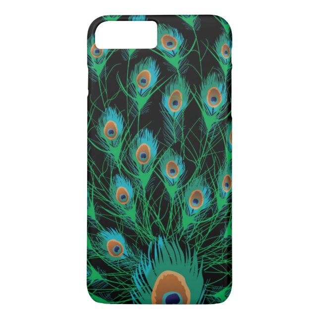 Capa Para iPhone, Case-Mate Ilustração com as penas do pavão no preto (Verso)
