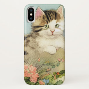 Capa Para iPhone Da Case-Mate Ilustração de Gato Vintage com Flores Rosa