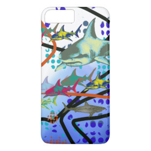 Capa iPhone 8 Plus/7 Plus ilustração digital dos tubarões
