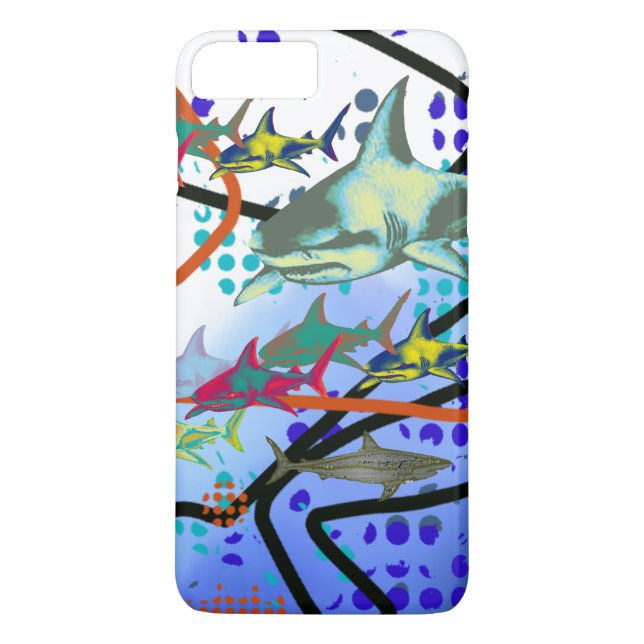 Capa Para iPhone, Case-Mate ilustração digital dos tubarões (Verso)