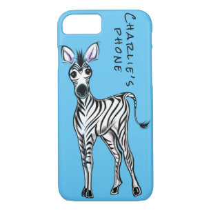 Capa iPhone 8/7 Ilustração zebra - azul