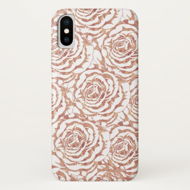 Capa Para iPhone, Case-Mate Imagem do padrão rosa ouro romântico elegante (Verso)