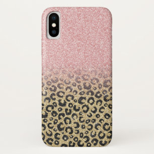 Capa Para iPhone Da Case-Mate Impressão de Leopardo Preto Glitter Dourado Elega