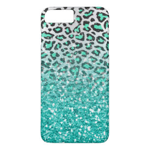 Capa iPhone 8 Plus/7 Plus impressão de um animal-leopardo verde-aqua no ver