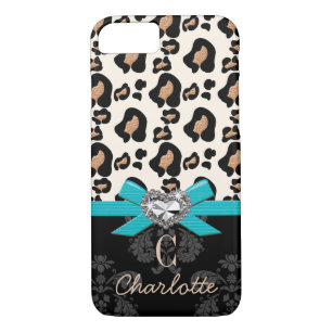 Capa iPhone 8/7 Impressão do Leopardo do Arco Aqua Forma Faux Blin