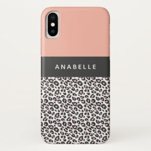 Capa Para iPhone Da Case-Mate Impressão do leopardo preto, branco e pêssego mode