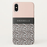 Impressão do leopardo preto, branco e pêssego mode