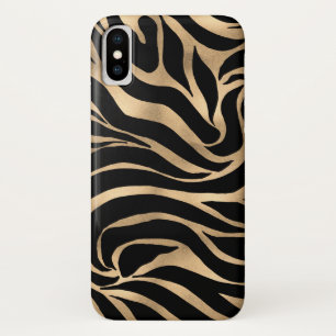 Capa Para iPhone Da Case-Mate Impressão em Black Zebra Dourada Metálica Elegante